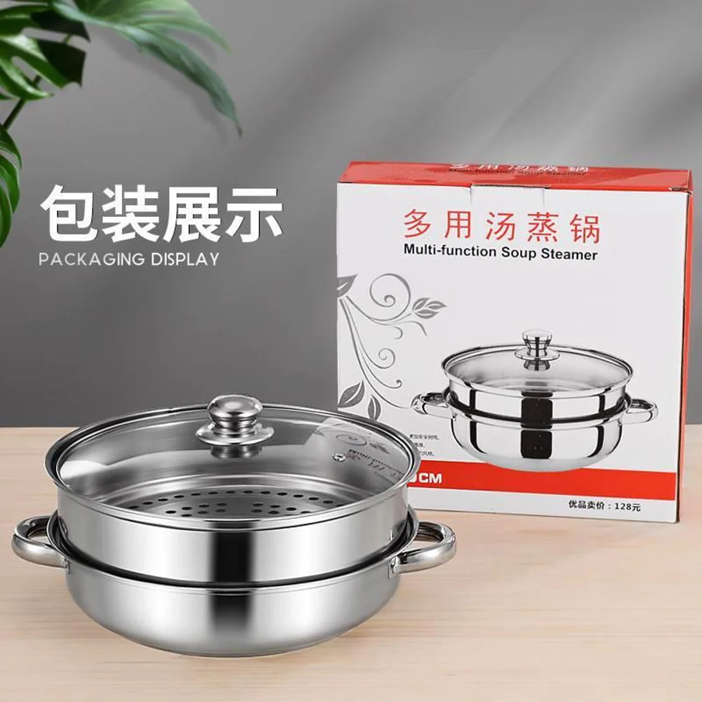 28cm Stainless Steel Multi-Purpose Soup & Steamer Pot – Induction & Gas Compatible - Image 2