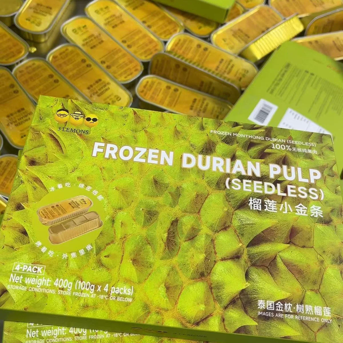 3 Lemons Frozen Seedless Durian Bars 4 Pack 400g - Image 3