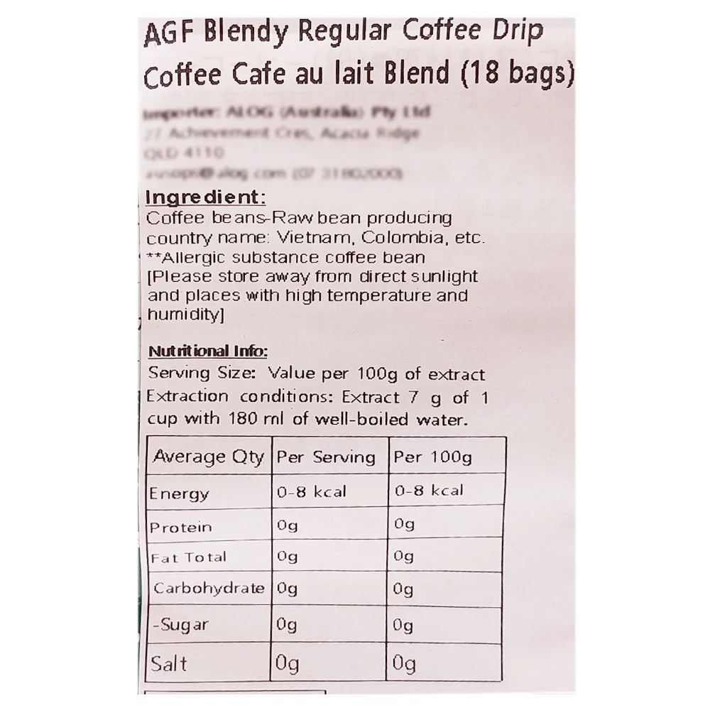 AGF Blendy Drip Coffee Latte - 18 Bags, 126g - Image 3