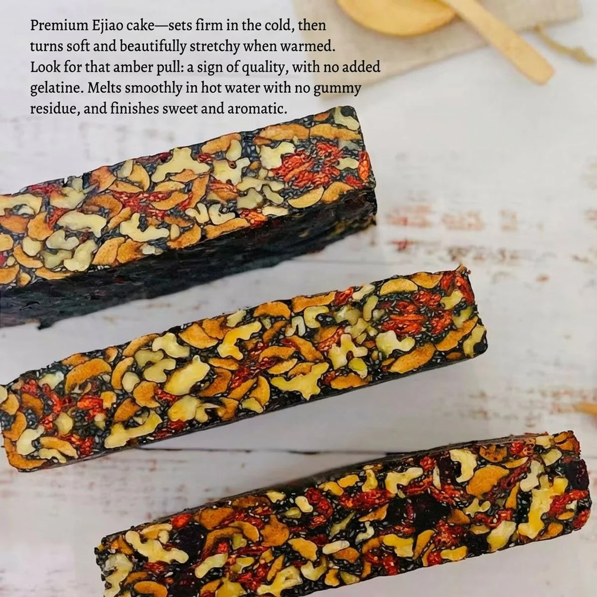 Aimeikang Classic Original Ejiao Walnut & Goji Berry Cake 200g - Traditional Chinese Herbal Snack Bar - Image 3
