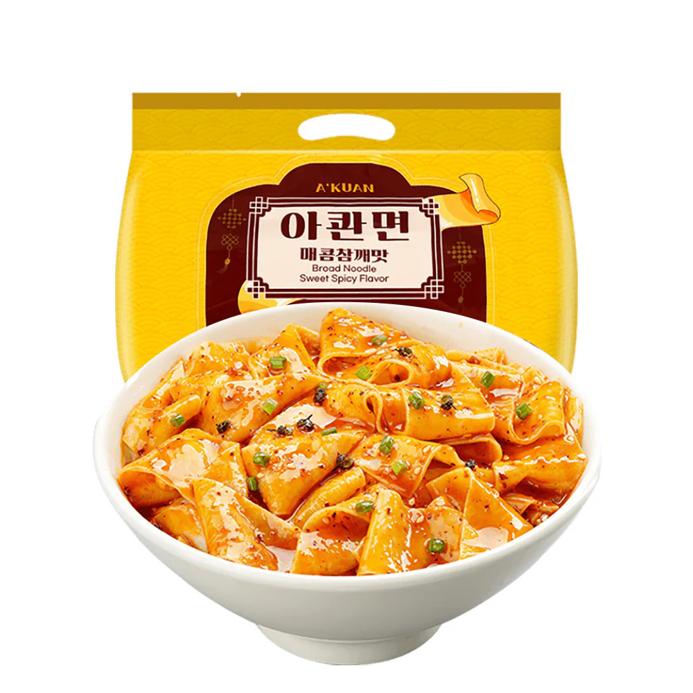 A'Kuan Sweet Spicy Broad Noodles - 115g x 4 Packs