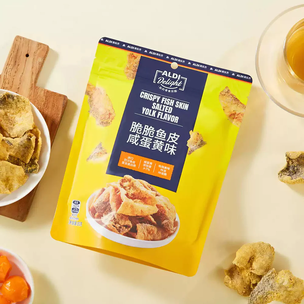 Aldi Delight Crispy Fish Skin – Salted Egg Yolk Flavor 50g – Limited Import - Image 3