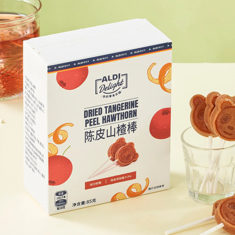 Aldi Delight Dried Tangerine Peel Hawthorn Lollipops 85g – Limited Import - Image 4