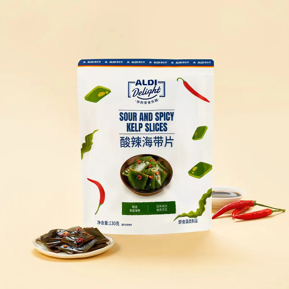 ALDI Delight Sour & Spicy Kelp Slices 130g – Limited Import - Ready-to-Eat Pickled Seaweed Snack - Image 2