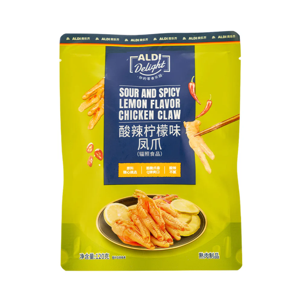 Aldi Delight Sour & Spicy Lemon Chicken Feet 120g - Pickled Chicken Feet Snack – Limited Import