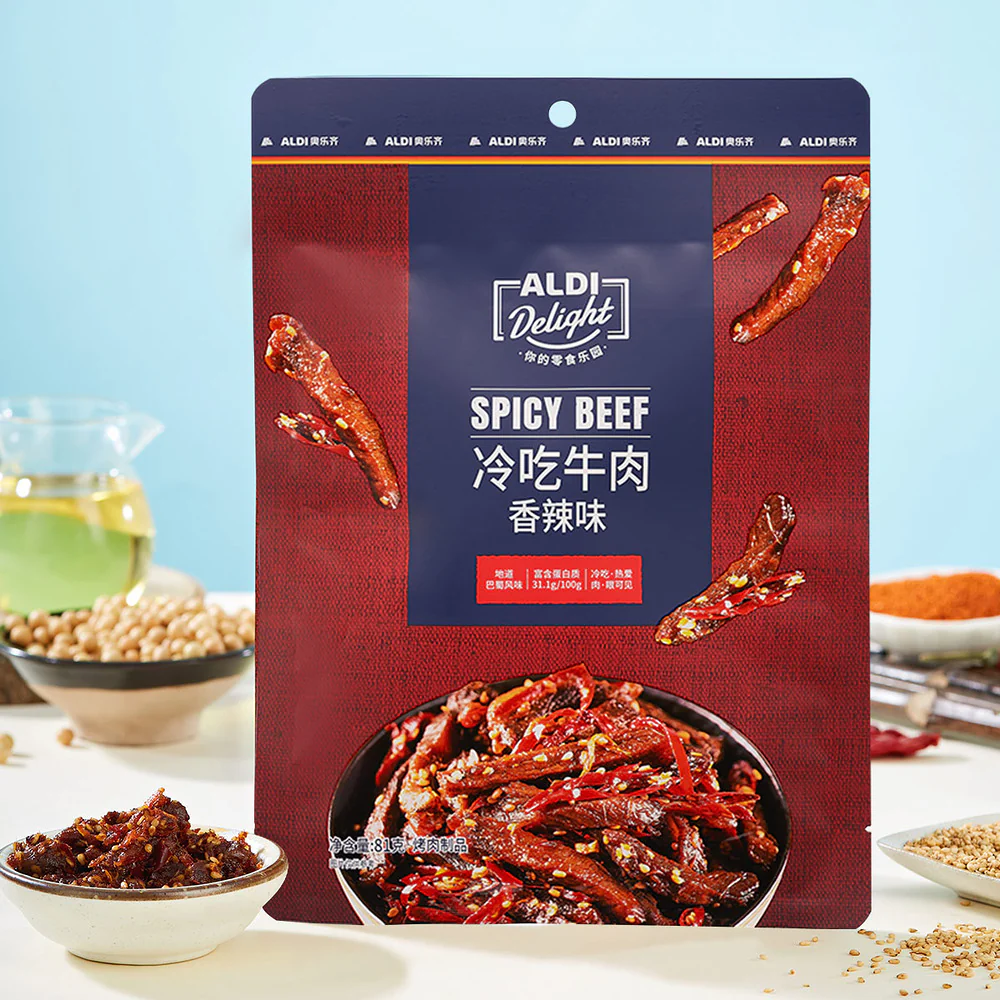Aldi Delight Spicy Beef Snack 81g – Limited Import - Sichuan-Style Chilled Beef Strips - Image 3