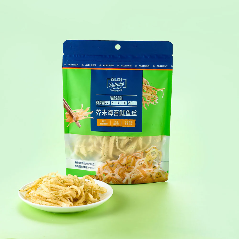 ALDI Delight Wasabi Seaweed Shredded Squid 60g – Limited Import - Image 4