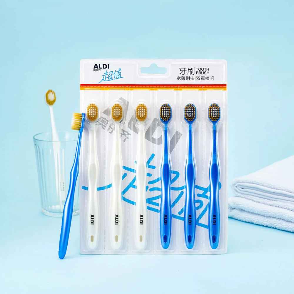 ALDI Value Series Toothbrushes, Slim Head & Dual-Layer Bristles – 6 Pack – Limited Import - Image 4