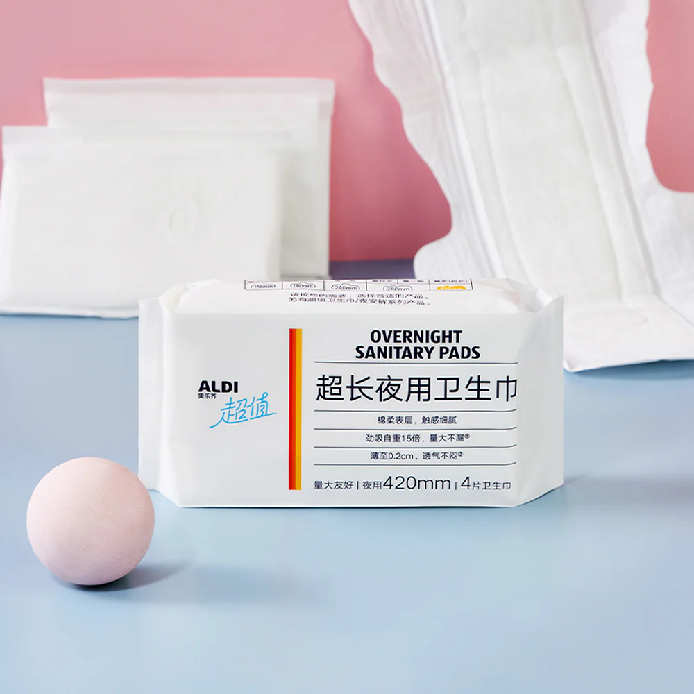 ALDI Value Extra-Long Overnight Sanitary Pads 420 mm - 4 Pads – Limited Import - Image 4