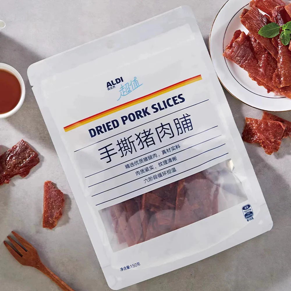 ALDI Value Dried Pork Slices 150g – Hand-Torn Pork Jerky, Limited Import - Image 5