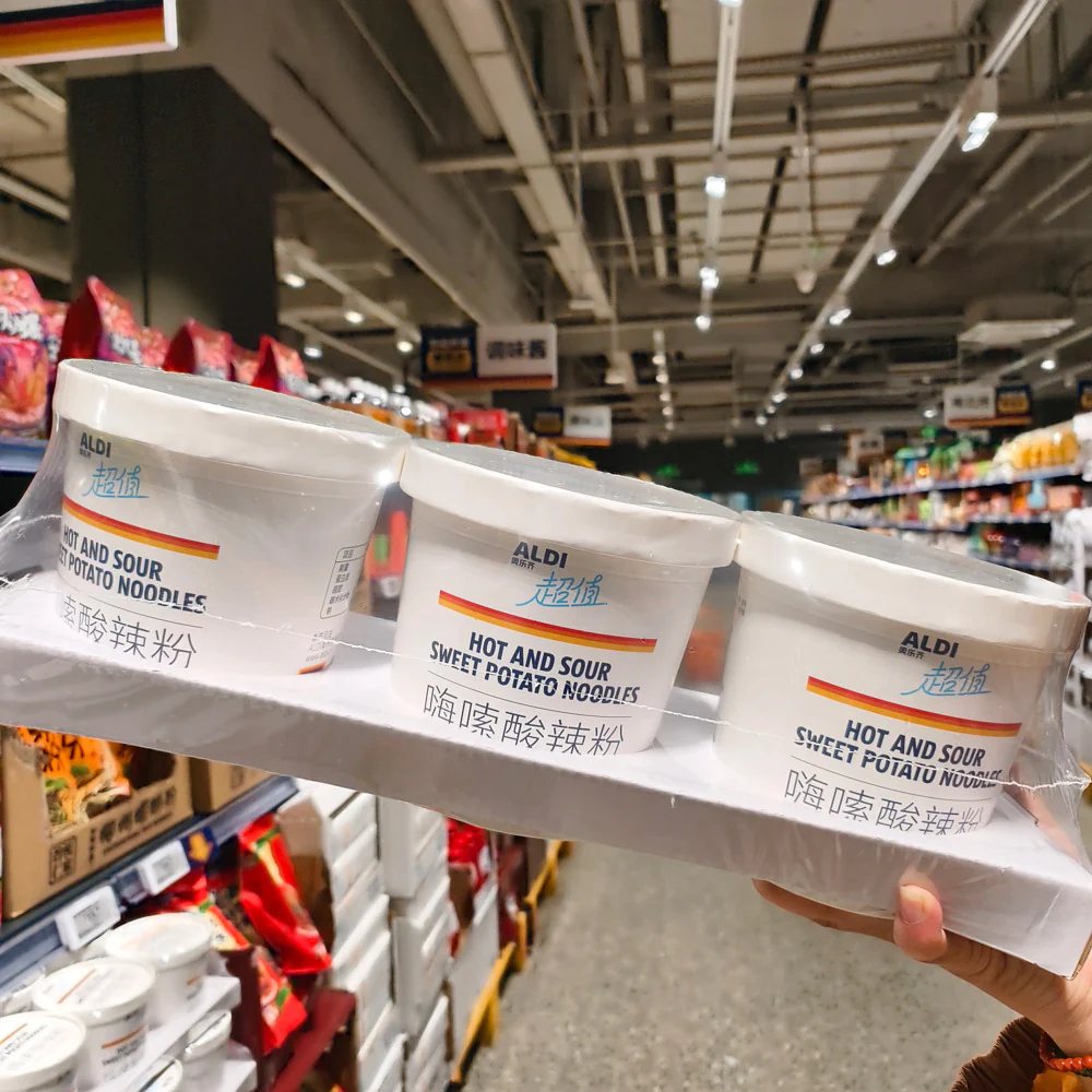 Aldi Value Hot & Sour Sweet Potato Noodles 145g x 3 - Suan La Fen Cup Noodles – Limited Import - Image 3