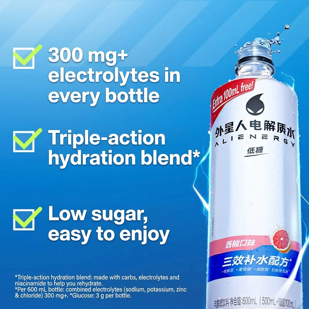 Alienergy Electrolyte Water Grapefruit Flavor - 600ml - Image 3