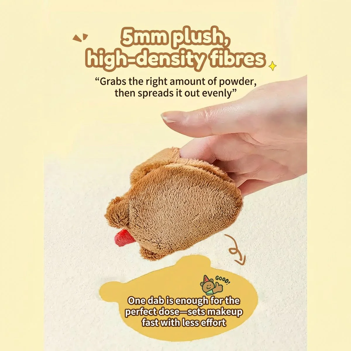 Amortals x TUNEE GOODS “A-Bear” Plush Loose Powder Puff – Size L, 1 Piece - Image 3
