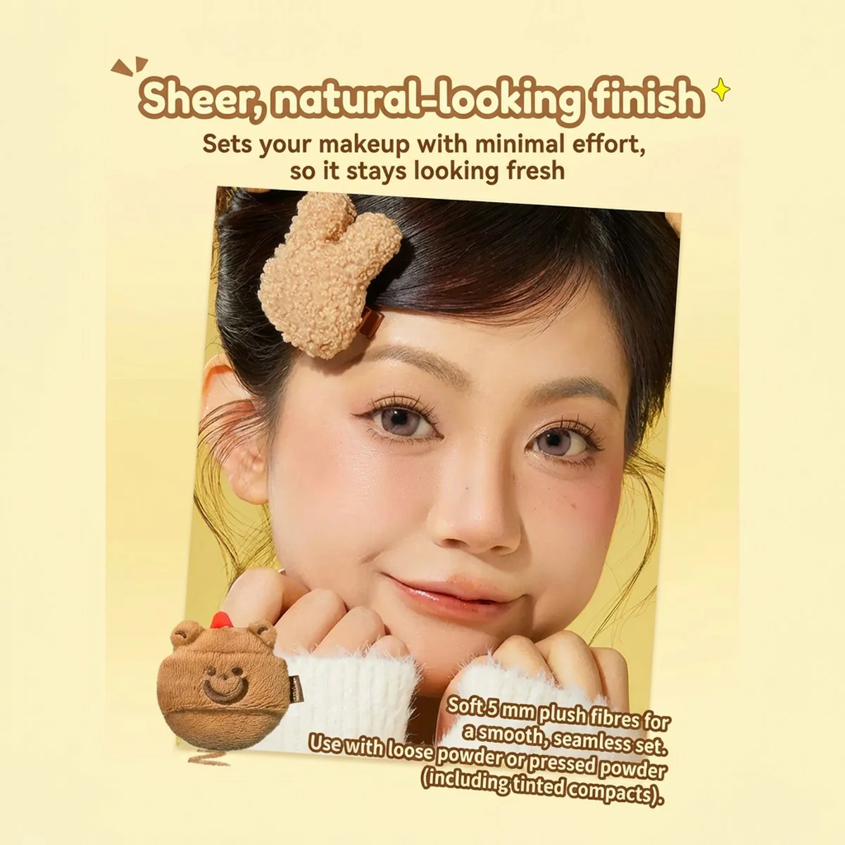 Amortals x TUNEE GOODS “A-Bear” Plush Loose Powder Puff – Size L, 1 Piece - Image 4