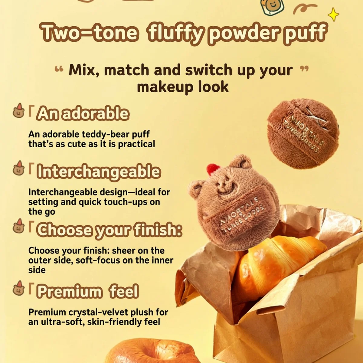 Amortals x TUNEE GOODS Dual-Texture Fluffy Powder Puff (Size L) – 1 Piece - Image 3
