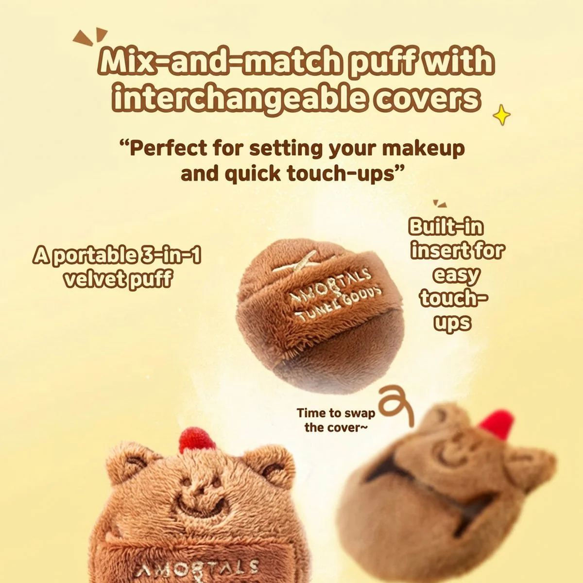 Amortals x TUNEE GOODS Dual-Texture Fluffy Powder Puff (Size L) – 1 Piece - Image 5