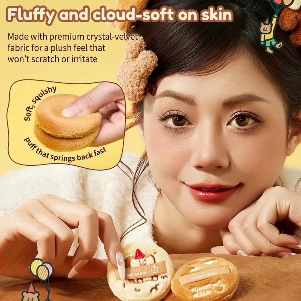 Amortals x Tunee Goods Velvet Powder Puff Set (Size M) – 2 Pieces - Image 4