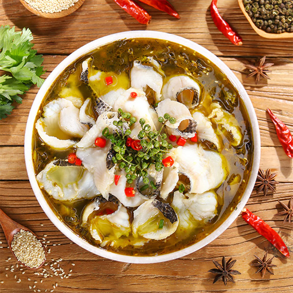 Anjoy Frozen Suan Cai Fish 419g - Chinese Pickled Mustard Fish Soup - Image 3