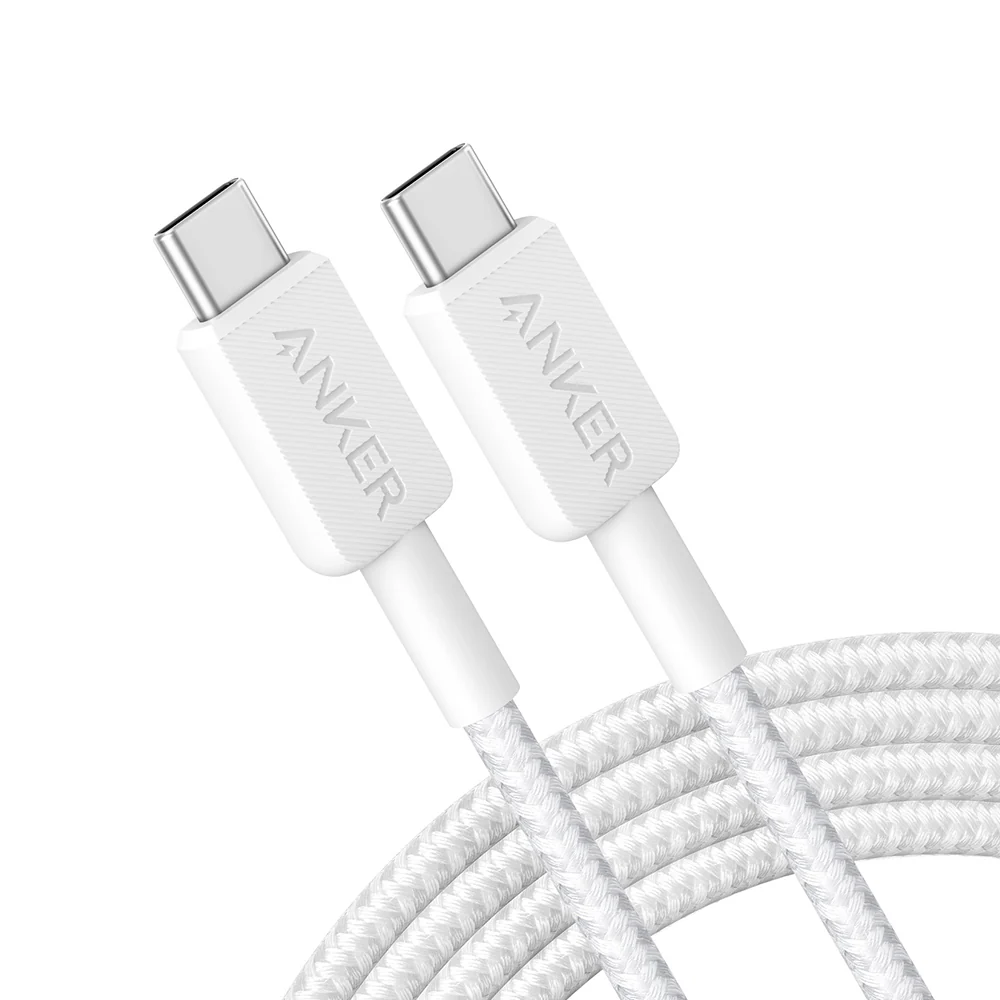 Anker Dual USB-C Fast Charging Cable - White, 1.8m, Compatible with iPhone 15 Series