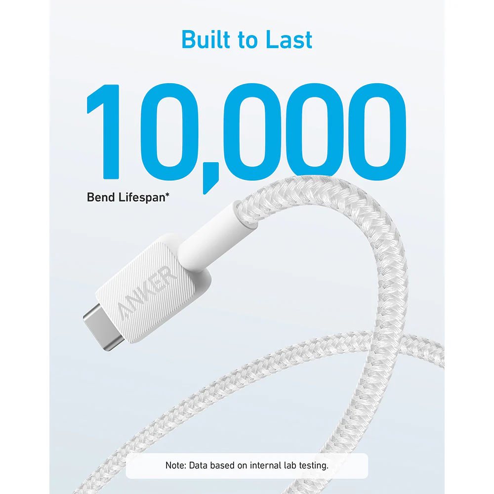 Anker Fast Charging Type-C Cable for iPhone 15 Series - White, 1.8m - Image 3
