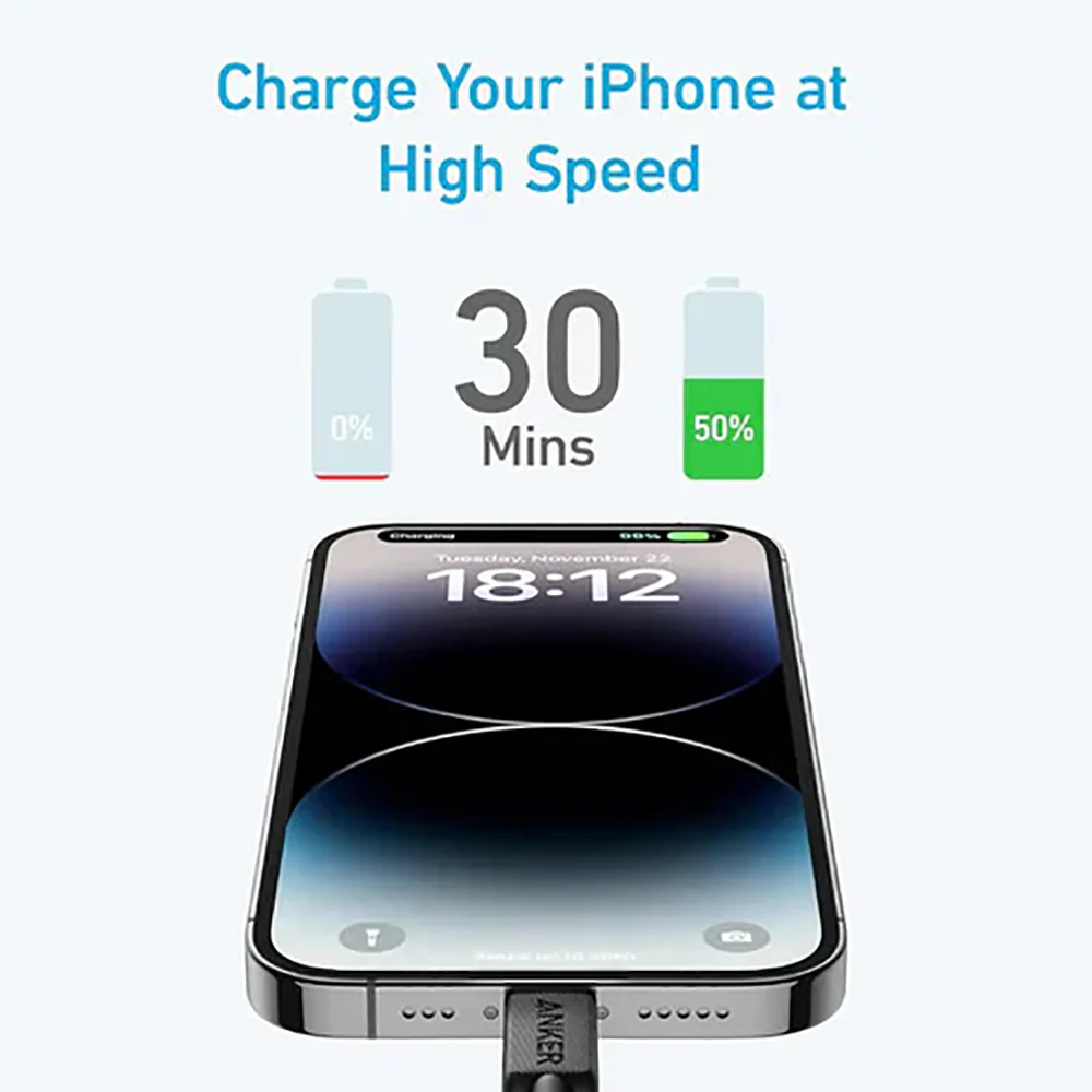 Anker MFi Certified USB-C to Lightning Charging Cable Black 1.8m - Image 2