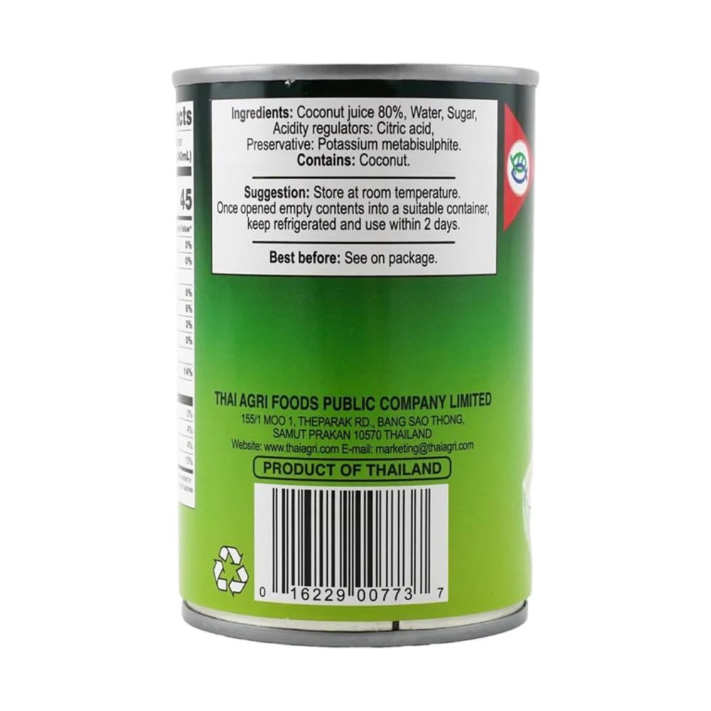 Aroy-D Coconut Juice 400ml - Canned Coconut Water (No Pulp) - Image 3