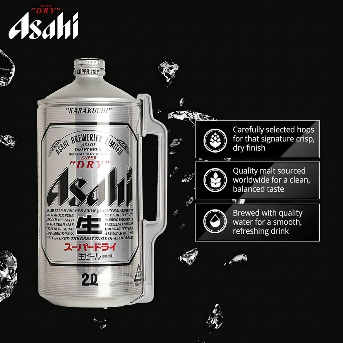 Asahi Super Dry Draft Beer - 5% ABV, 2L - Image 3