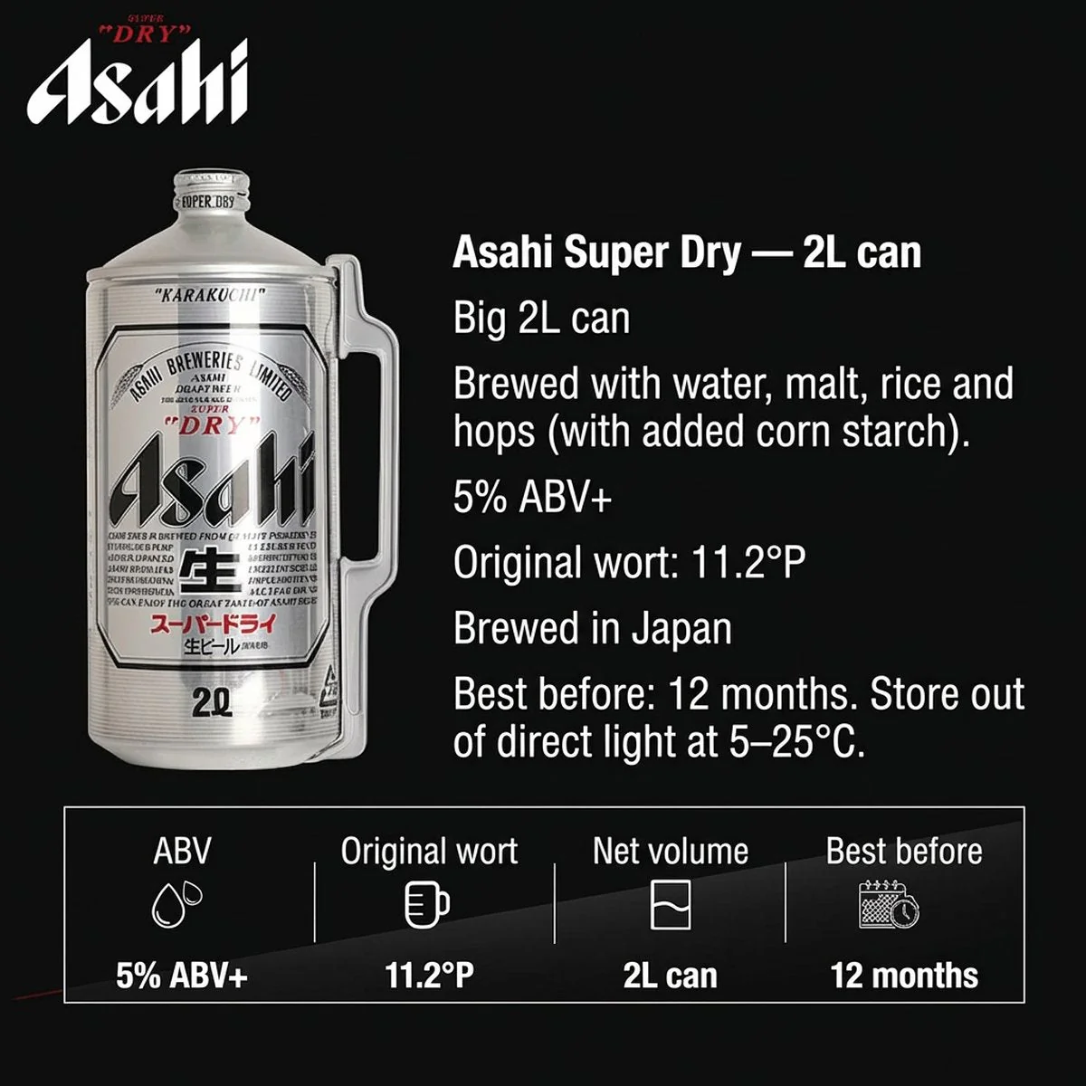 Asahi Super Dry Draft Beer - 5% ABV, 2L - Image 4