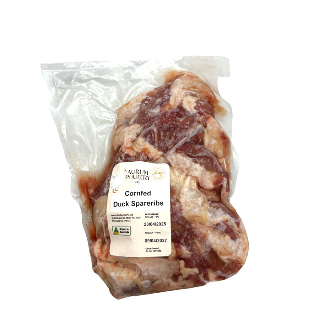 Aurum Poultry Co Corn-Fed Duck Spareribs (Frozen) – 1kg - Duck Ribs for Braising & BBQ
