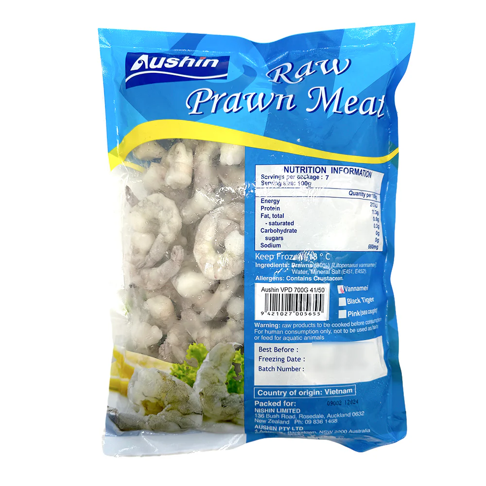 Aushin Frozen Raw Prawn Meat, Headless and Tail-off, Size 41/50 - 700g - Image 2