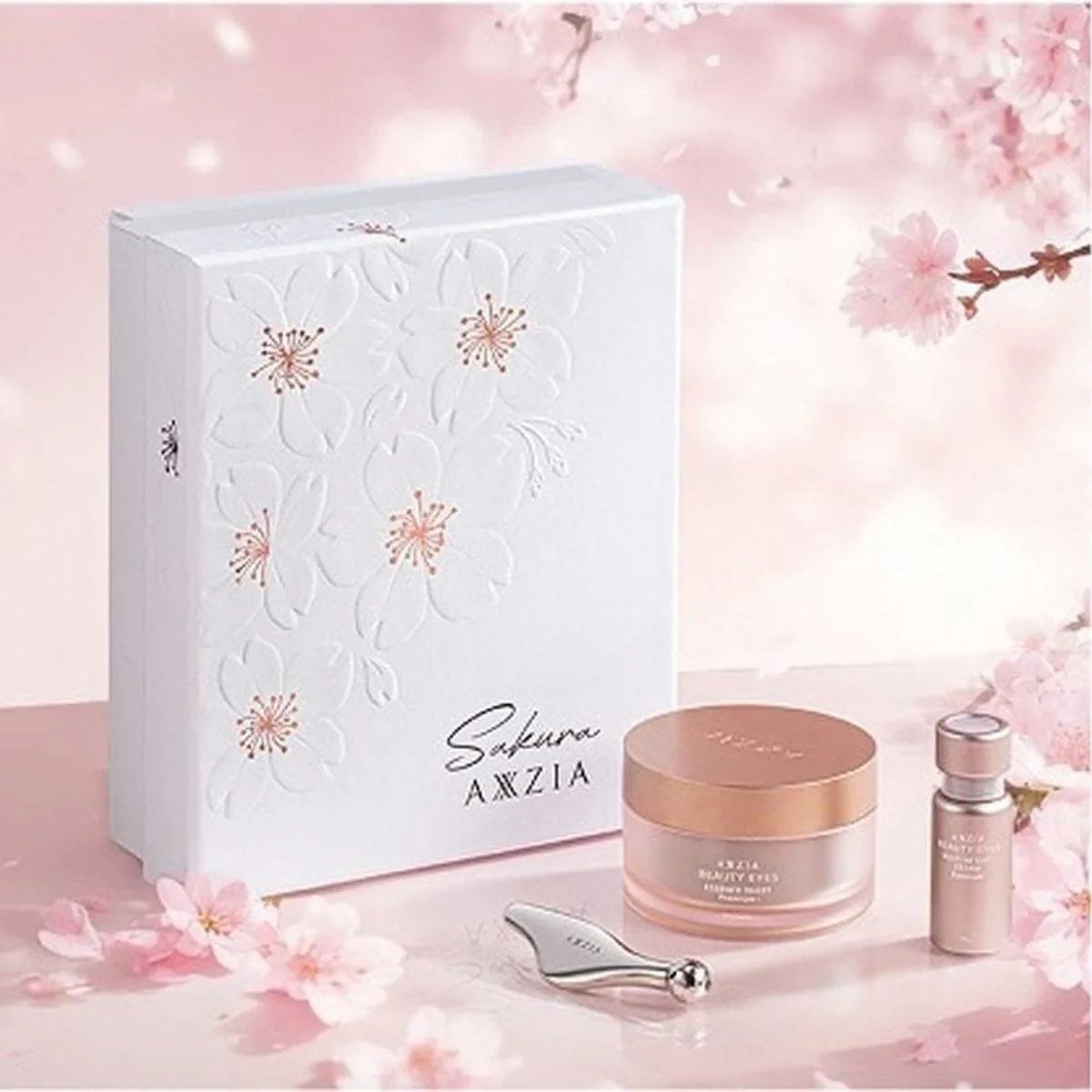 AXXZIA Beauty Eyes Sakura Eye Care Set (Japanese Limited Edition) – 2-Piece - Essence Sheet Premium + Routine Care Cream - Image 3
