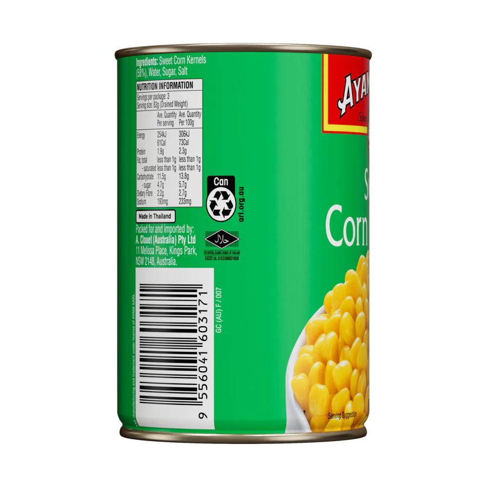 Ayam Brand Sweet Corn Kernels 425g - Canned Sweet Corn - Image 4