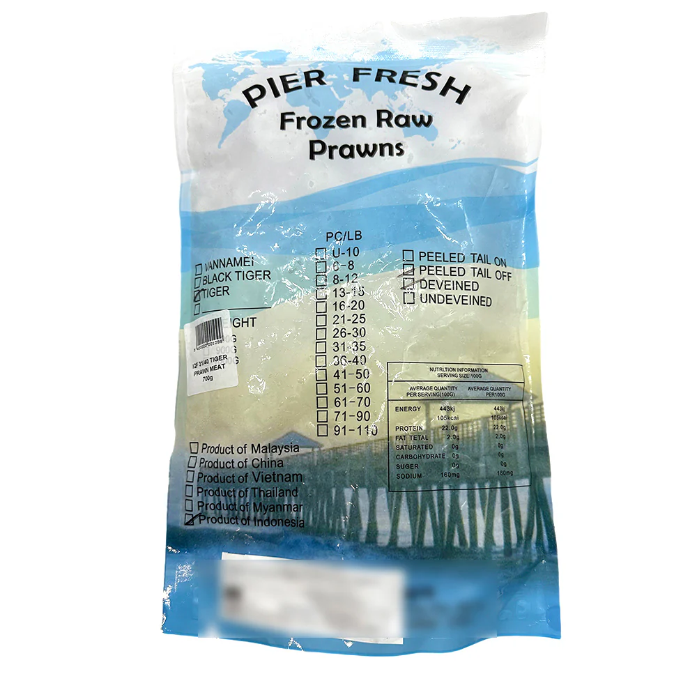B&E IQF Tiger Raw Prawn Meat Size 31/40 - 700g - Image 3