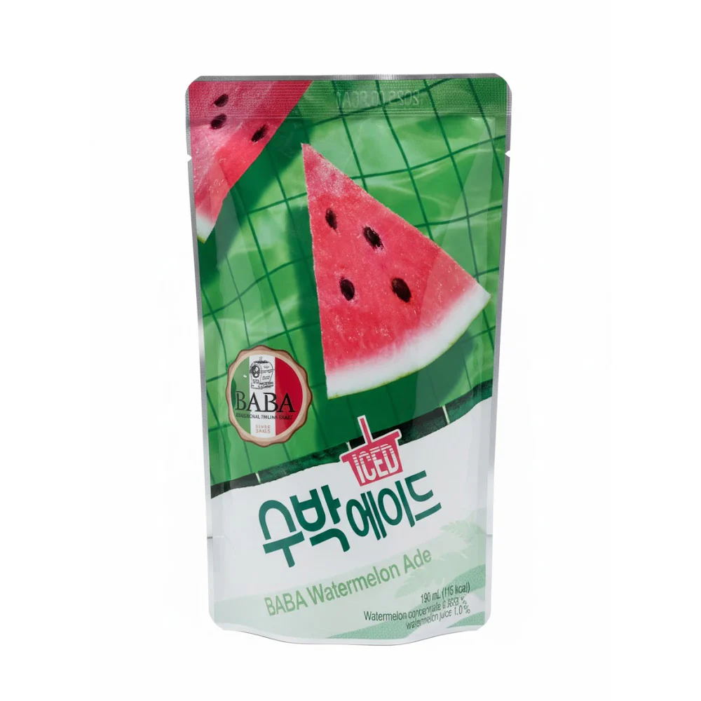 BABA Watermelon Ade 190ml – Korean Watermelon Drink Pouch