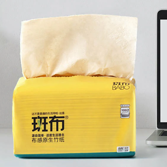 Babo 100% Natural Bamboo Pulp 3-Ply Tissue - 100 Sheets x 6 Packs - Image 3