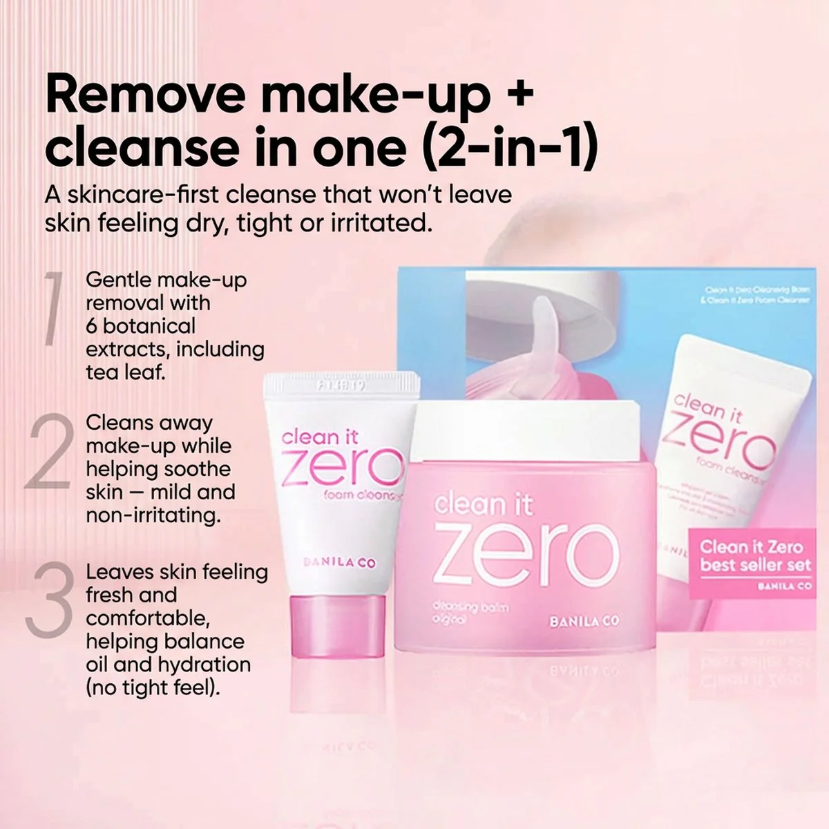 Banila Co Clean It Zero Cleansing Balm Original 180ml & Foam Cleanser 50ml Set - Image 3