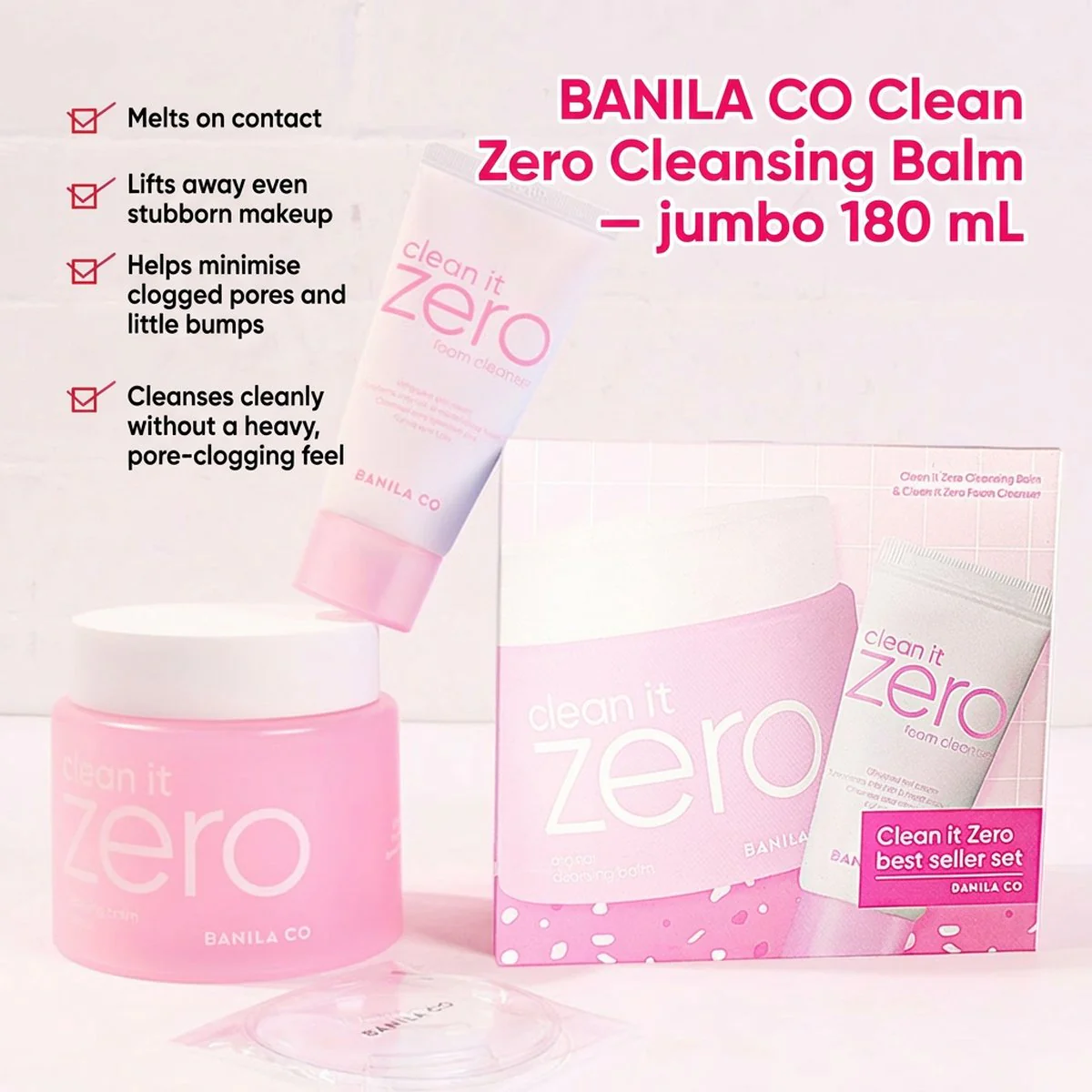 Banila Co Clean It Zero Cleansing Balm Original 180ml & Foam Cleanser 50ml Set - Image 6