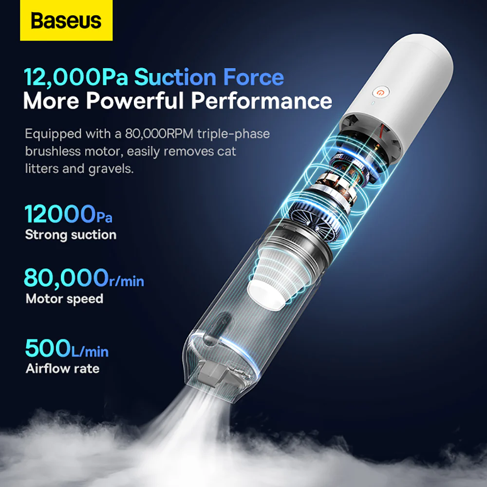 Baseus A3lite Car Vacuum Cleaner - White - Image 3