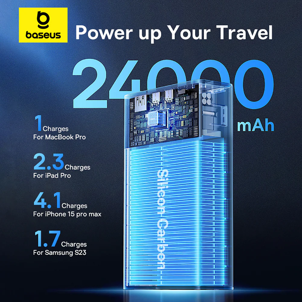 Baseus Adaman Digital Display Fast Charging Power Bank 24000mAh 140W - Starry Black, Overseas Edition - Image 5
