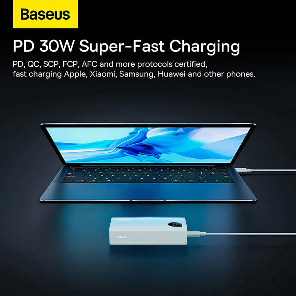 Baseus Adaman2 Digital Display Fast Charge Power Bank 10000mAh 30W - White - Image 4