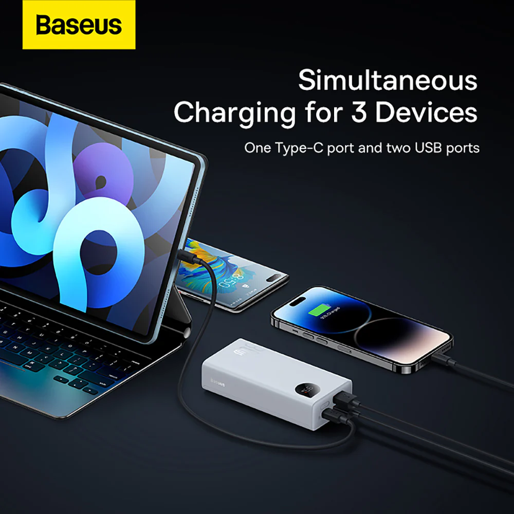 Baseus Adaman2 Digital Display Fast Charge Power Bank 10000mAh 30W - White - Image 5