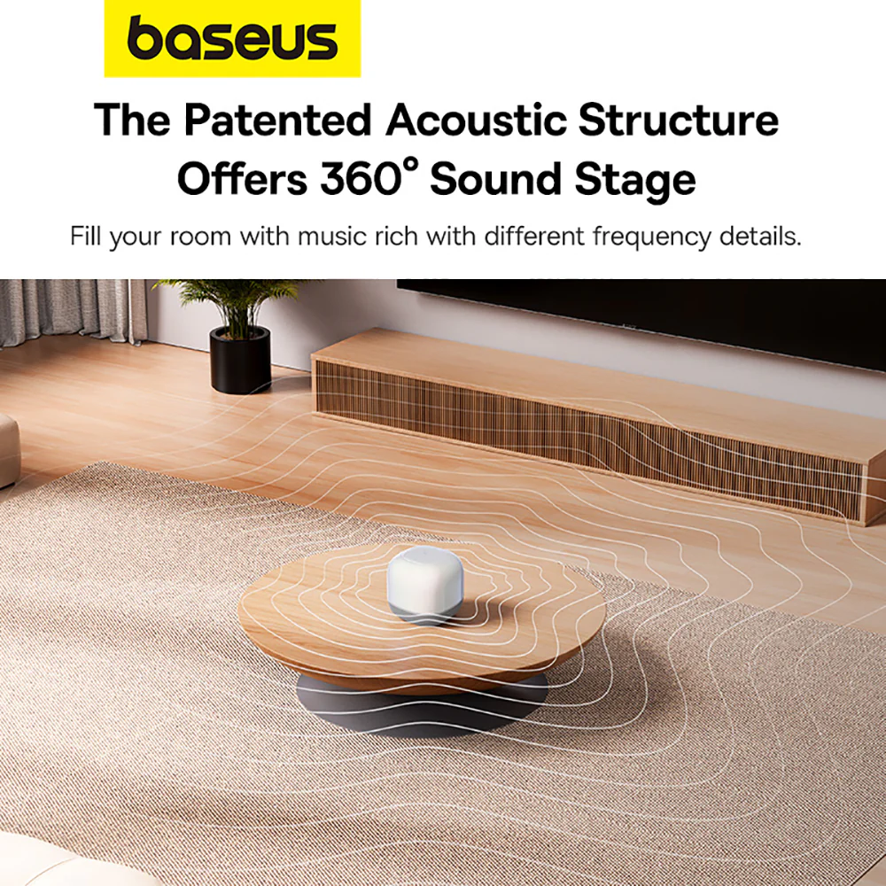 Baseus AeQur Series V2 Portable Bluetooth Speaker - Moon White - Image 2