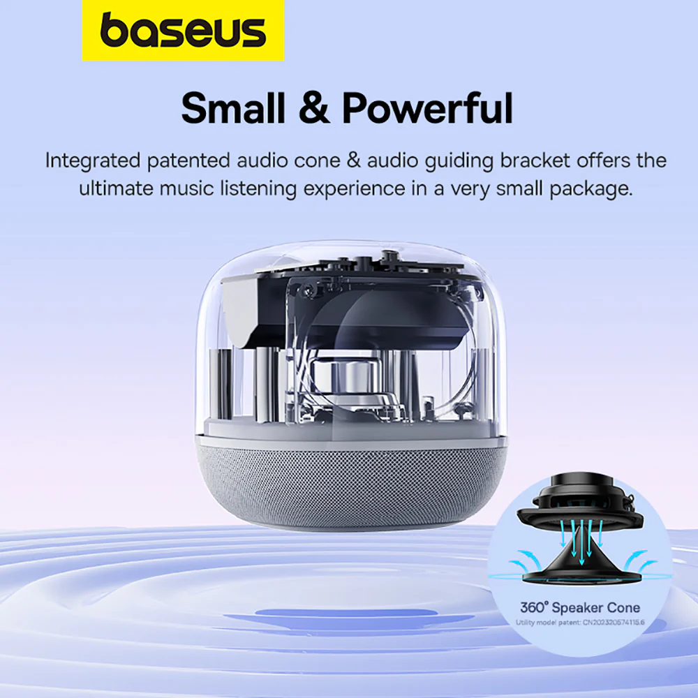 Baseus AeQur Series V2 Portable Bluetooth Speaker - Moon White - Image 3