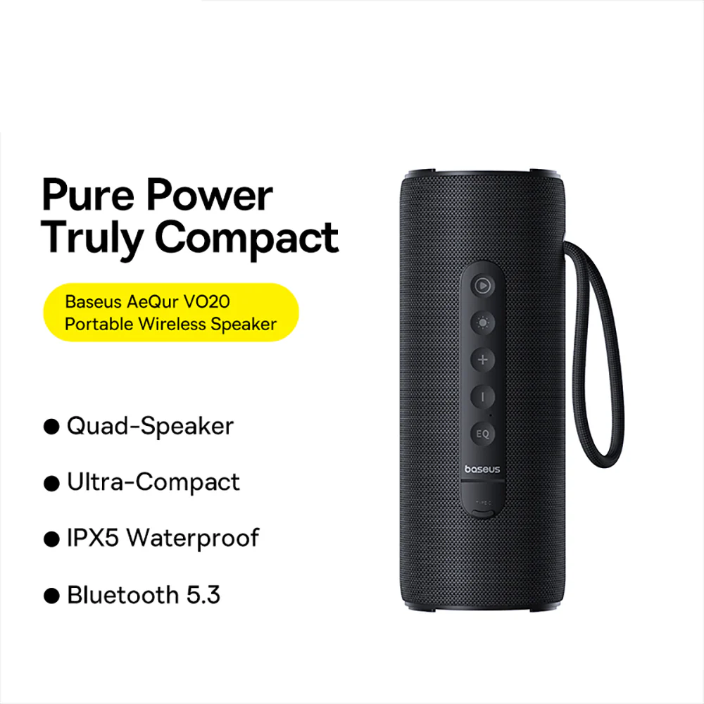 Baseus AeQur VO20 Portable Bluetooth Speaker - Starry Black - Image 2