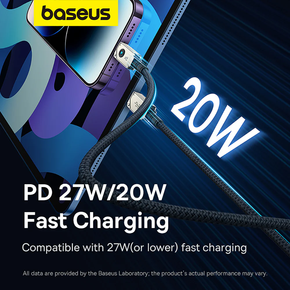 Baseus Aerospace Series Fast Charging Cable Type-C to iP 20W 1m Starlight White - Image 3
