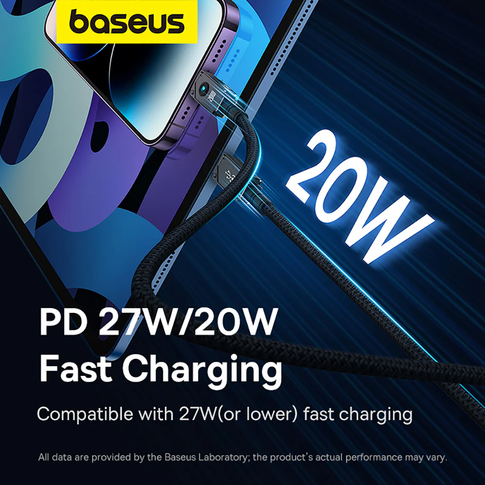 Baseus Aerospace Series Fast Charging Cable Type-C to iP 20W 1m Starry Black - Image 3