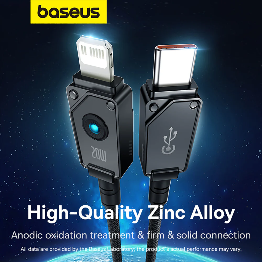 Baseus Aerospace Series Fast Charging Cable Type-C to iP 20W 1m Starry Black - Image 5
