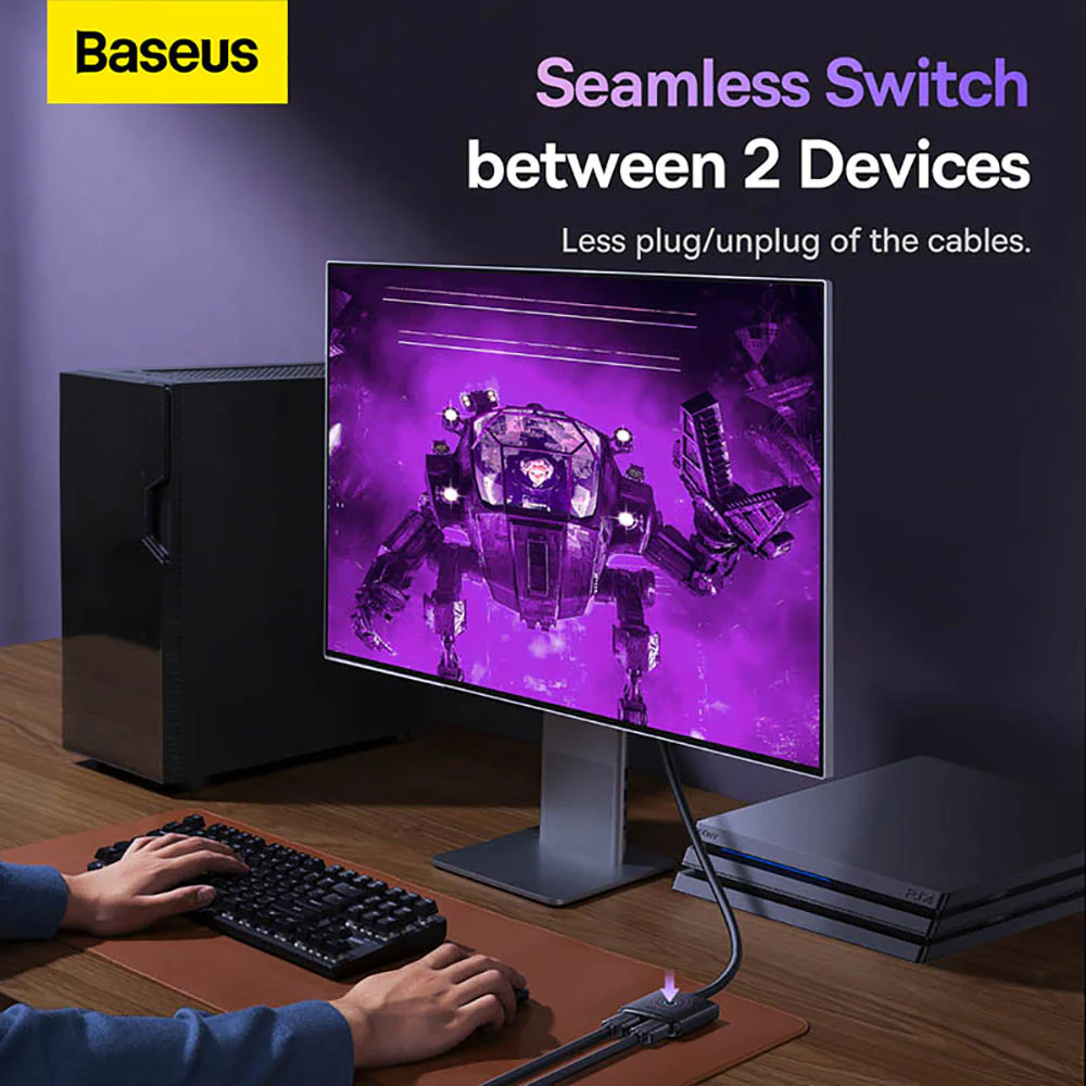 Baseus AirJoy Series 2-in-1 Bidirectional HDMI Switch with 1m Cable - Starry Black - Image 3