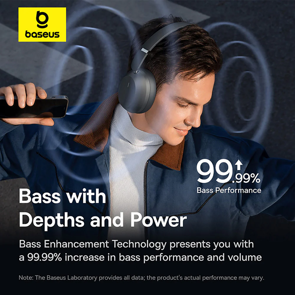 Baseus Bass 35 Max Wireless Headphones - Cold Mountain Gray - Image 2