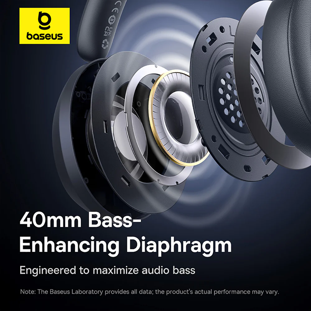 Baseus Bass 35 Max Wireless Headphones - Cold Mountain Gray - Image 3
